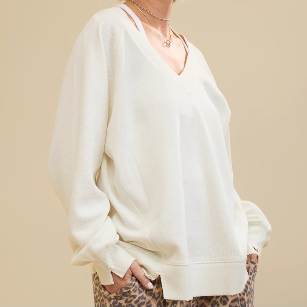 Aerie‎ Downtime Textured V-Neck Sweatshirt